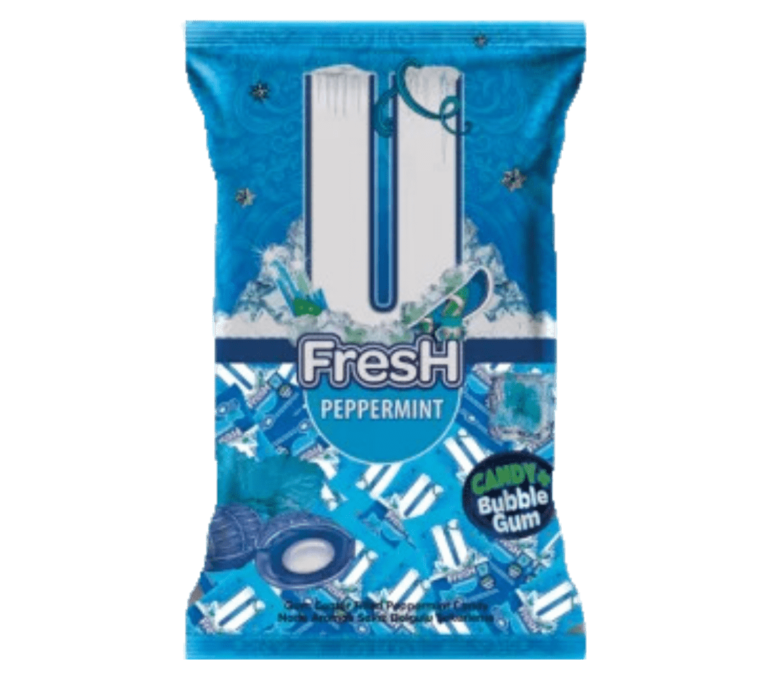 U FRESH PEPPERMINT; Keskin Nane Aromalı Sakız Dolgulu Bonbon Şekerleme 5 gr x 200 Adet