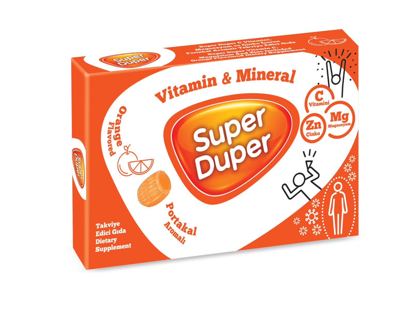 SUPER DUPER; Portakal Vitamin Mineral Bonbon 4 gr x 14 Adet
