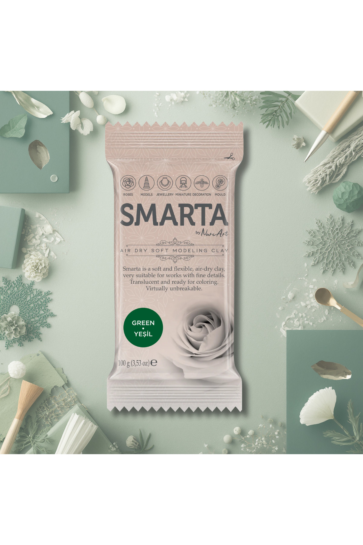 HAVAYLA KURUYAN MODELLEME KİL HAMURU YEŞİL - 100 GR