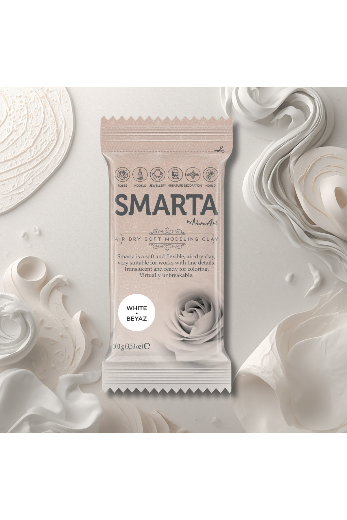 HAVAYLA KURUYAN MODELLEME KİL HAMURU BEYAZ - 100 GR