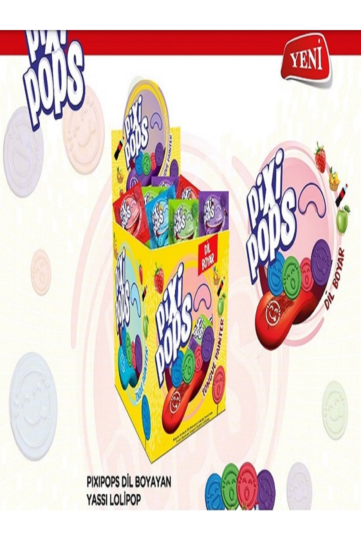 pixi pops 8 gr. Dil boyayan Lolipop Şeker 150 Adet