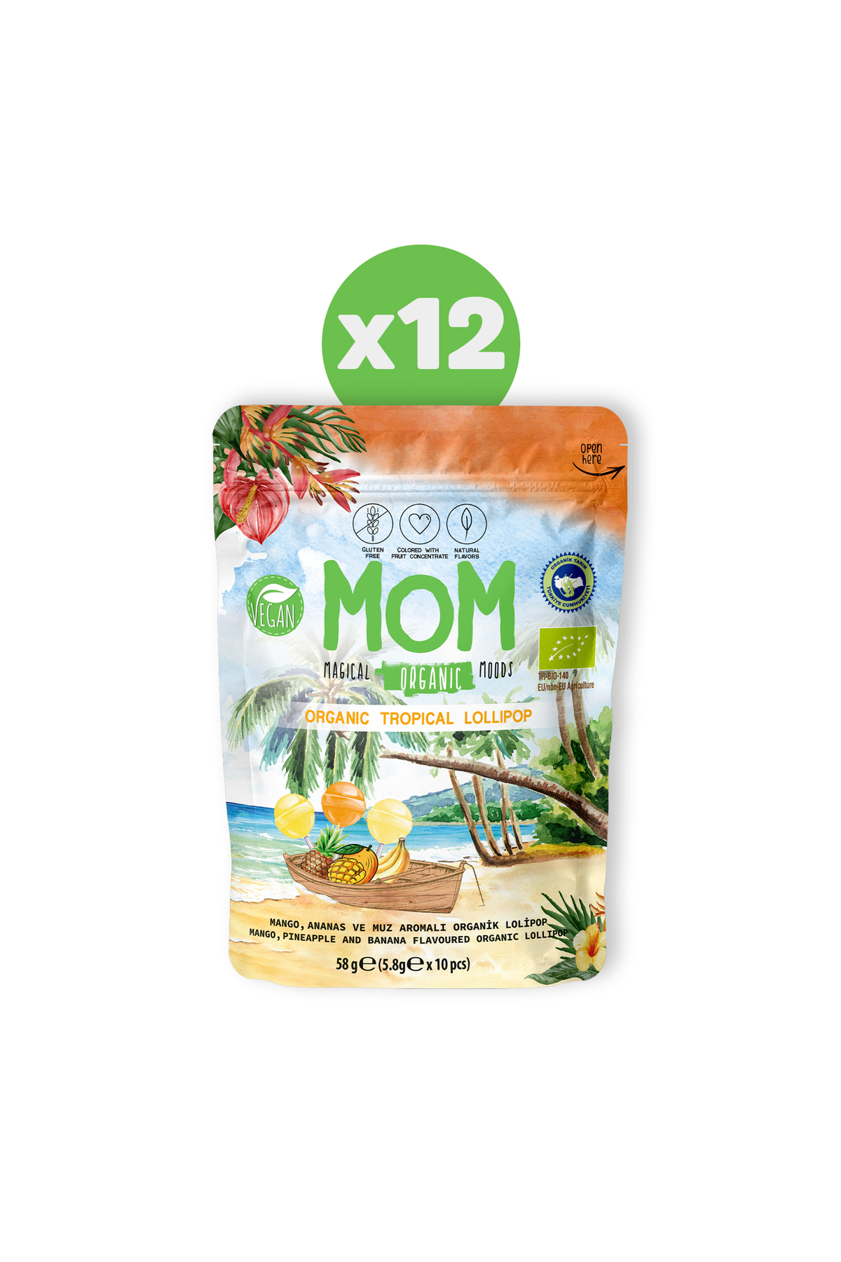 Organik Tropikal Lolipop 12'li Paket