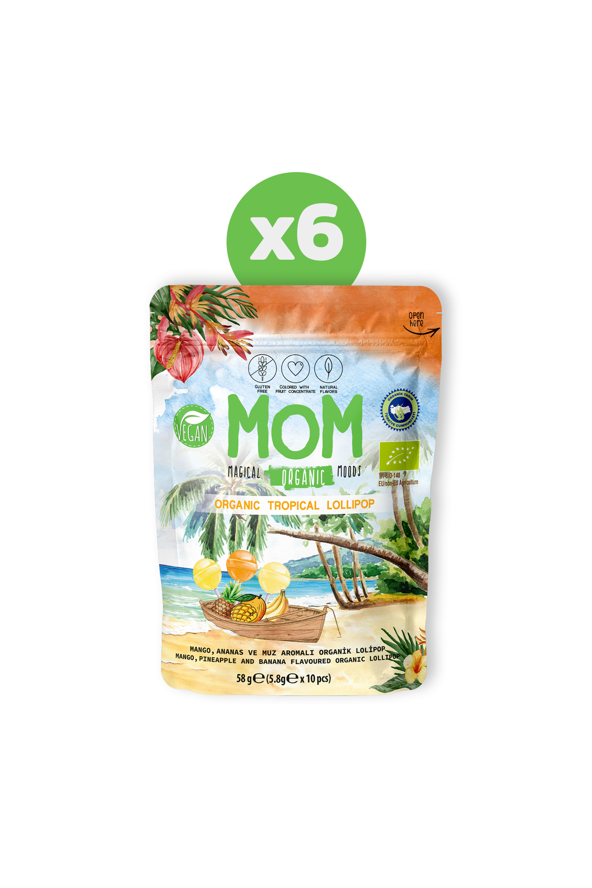 Organik Tropikal Lolipop 6'lı Paket