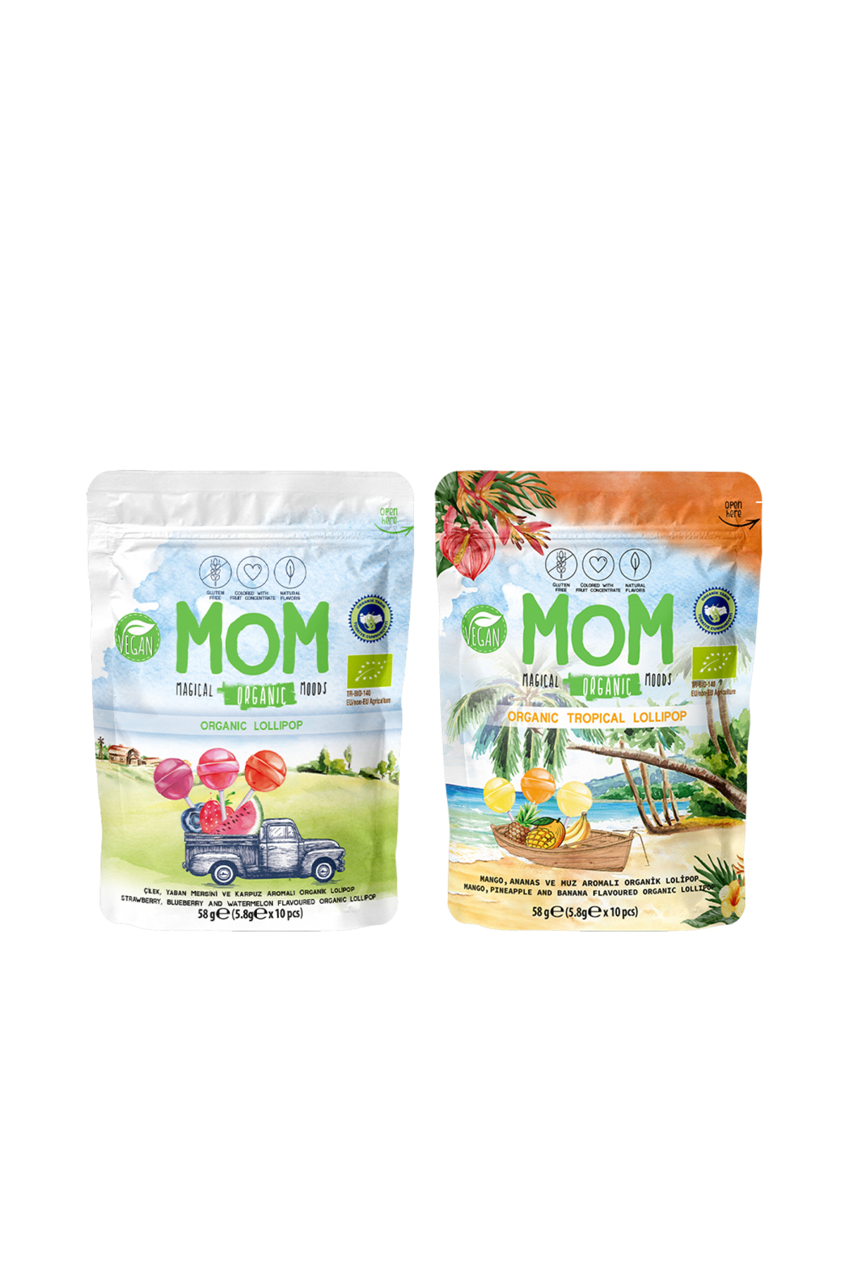 Organik Lolipop Karışık Set (Meyveli + Tropikal)