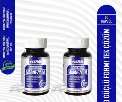 2 X Magnezyum 3’Lü Form (Bisglisinat-Sitrat-Malat) + Vitamin (B2, B3, B6) - 60 Bitkisel Kapsül
