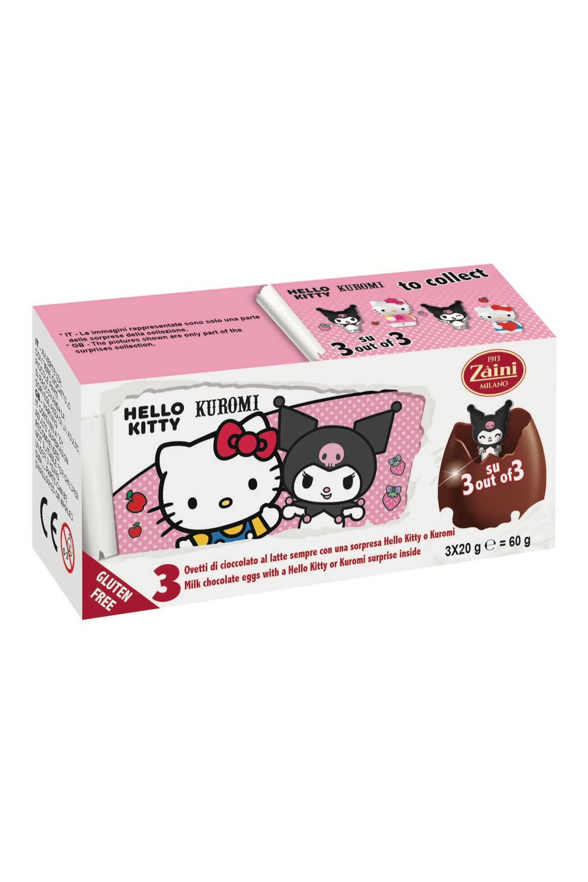 Hello Kitty 3'lü Glutensiz Çikolatalı Sürpriz Yumurta 20 g (3 ADET)