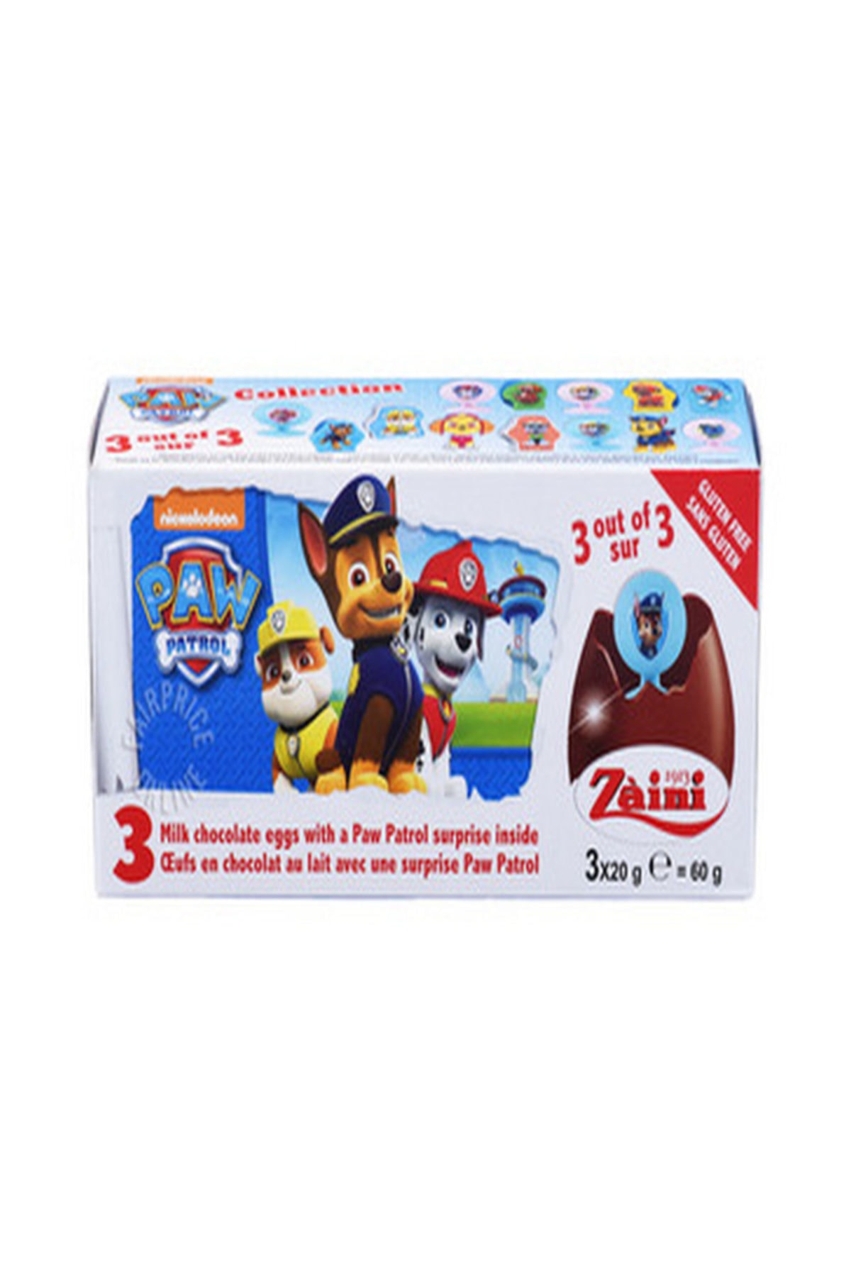 Paw Petrol 3'lü Glutensiz Çikolatalı Sürpriz Yumurta 20 g (3 ADET)