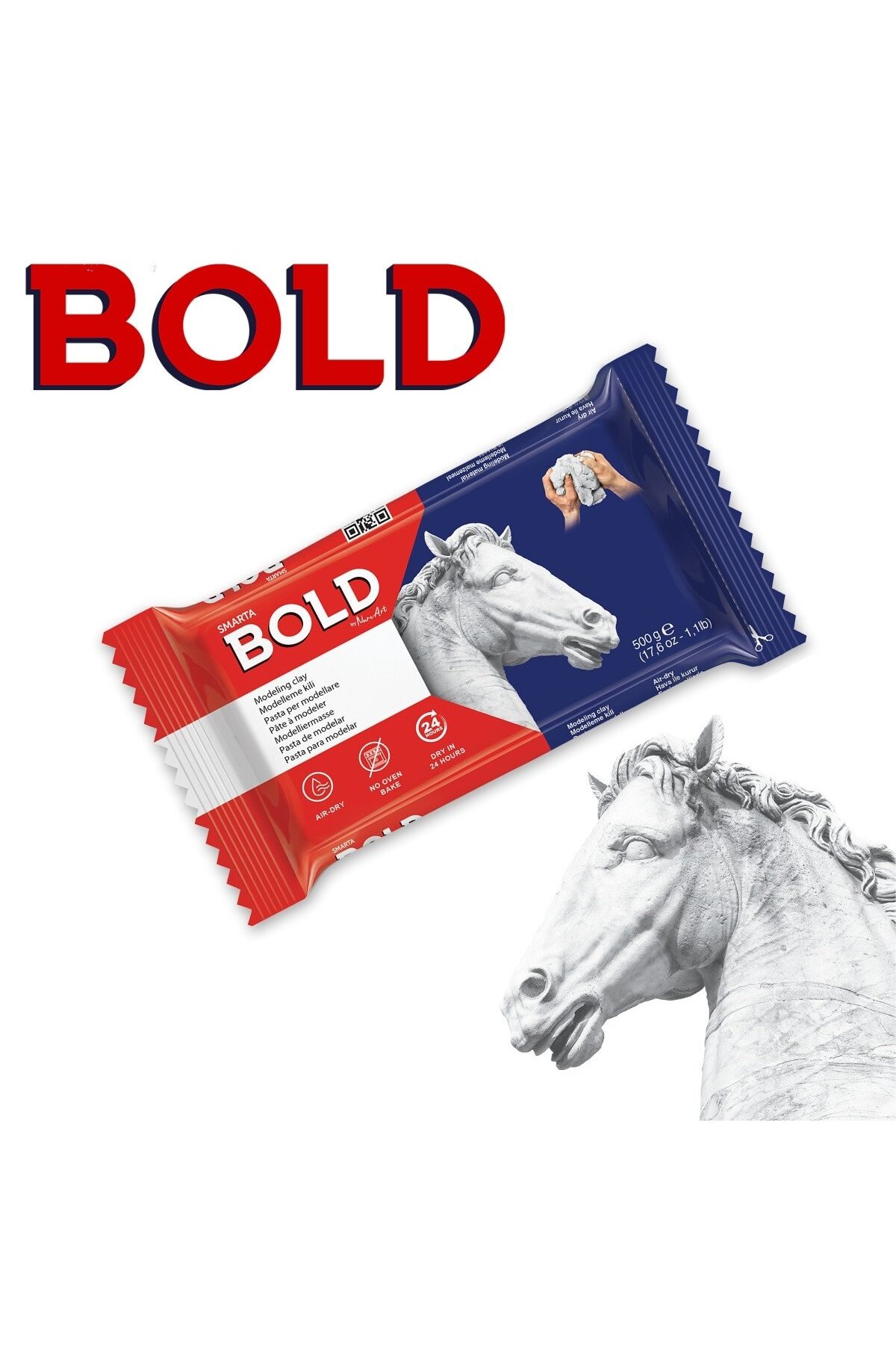 Bold Modeling Clay 500gr Hava İle Kuruyan Seramik Kili Beyaz /