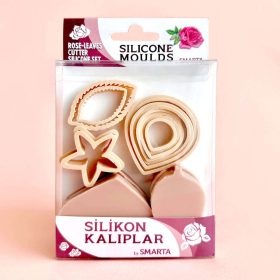 Silikon Kalıp ve Hamur Kesme Seti Gül & Yapraklar Sk1013023