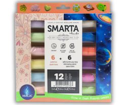 12'Lİ MAGİC HAVA İLE KURUYAN MODELLEME HAMURU KİL (6 SOFT + 6 KOZMİK) (12 X 25 G)